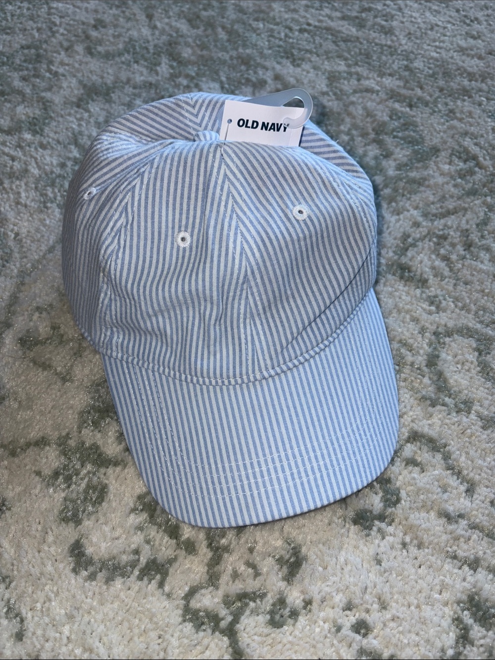 Old Navy Light Blue and White Striped Women’s Baseball Cap